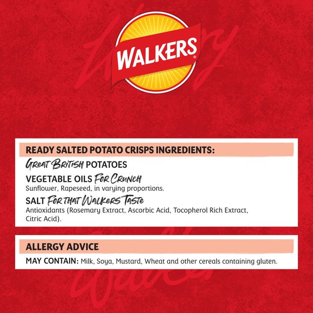Walkers Ready Salted crisps 12x25g (British brand)
