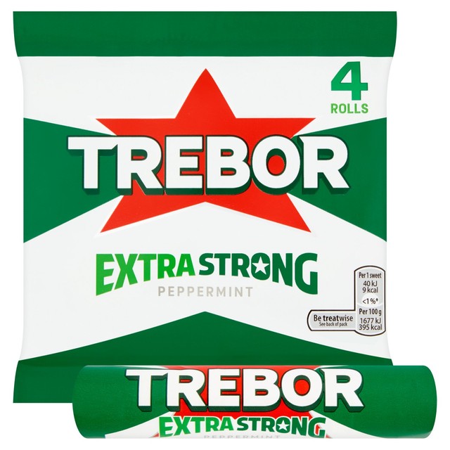 Trebor extra strong peppermint mint rolls 4 x 41.3g (British brand)