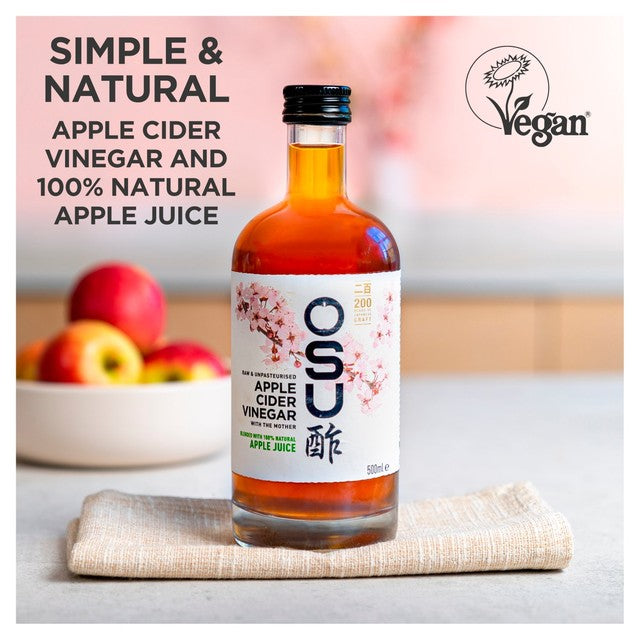 OSU Raw Apple Cider Vinegar with The Mother Apple Juice Blend 500ml, imported from the UK