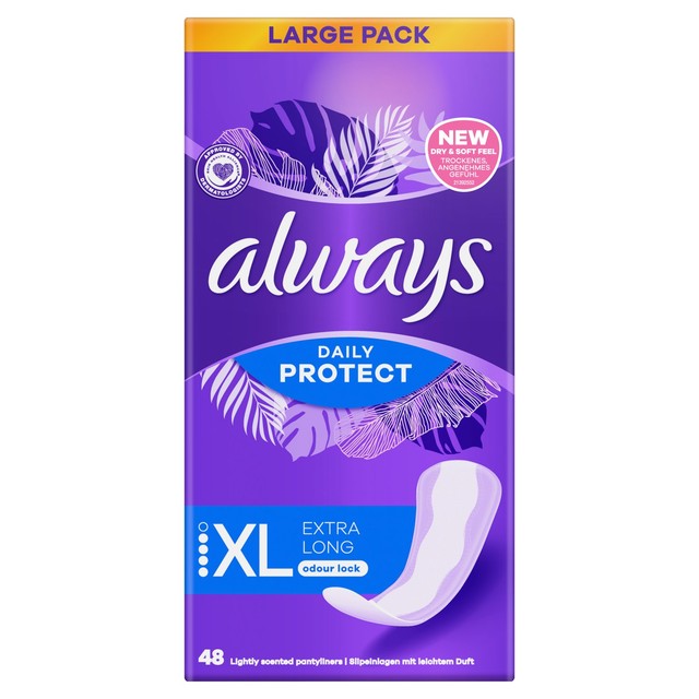 Always Dailies Liners extra long scented 48 count (British brand)