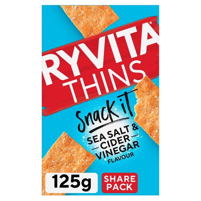 Ryvita sea salt cider vinegar flatbread 125g, imported from the UK