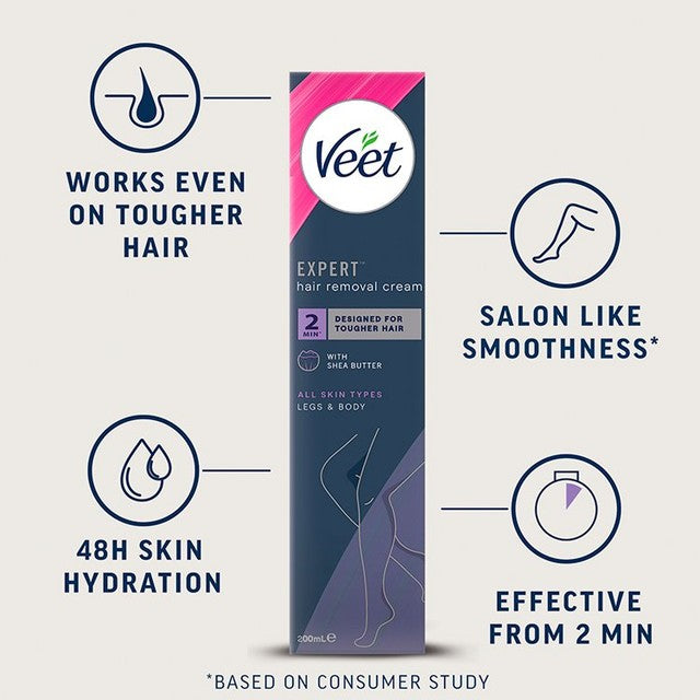 Veet Expert Hair Removal Cream Legs and Body 200ml (British brand)
