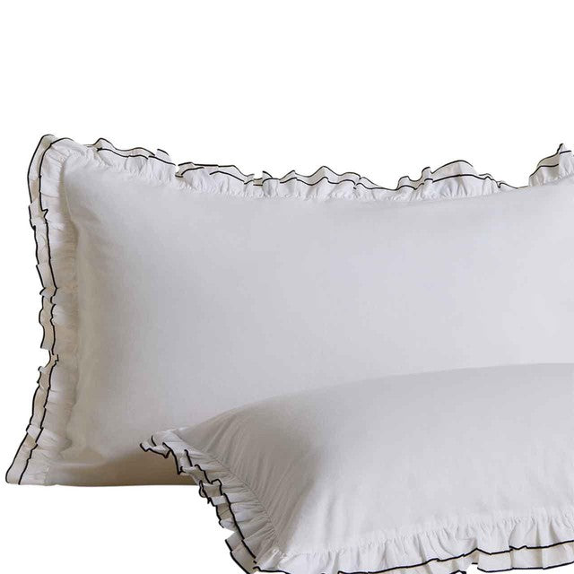 M&S pure cotton double ruffle bedding set king size black, imported from the UK