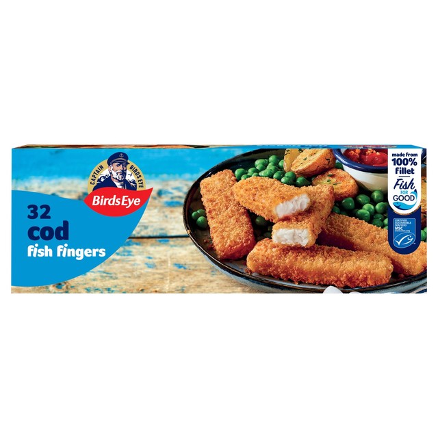 Birds Eye breaded cod fish fingers 896g - British product