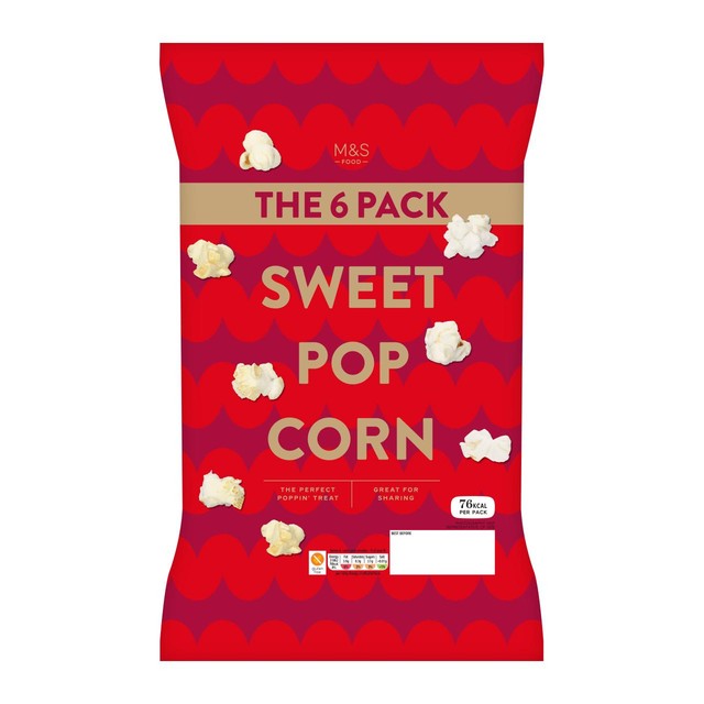 M&S sweet popcorn multipack 6 x 15g, imported from the UK