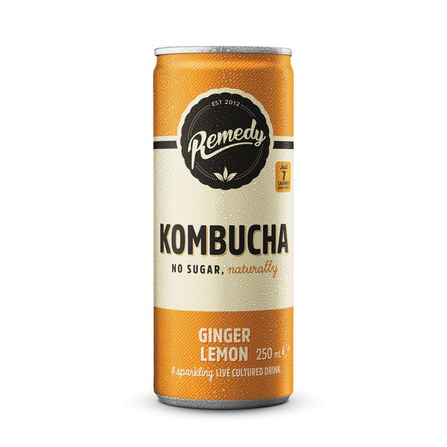 Remedy ginger lemon kombucha 4 x 330ml, imported from the UK