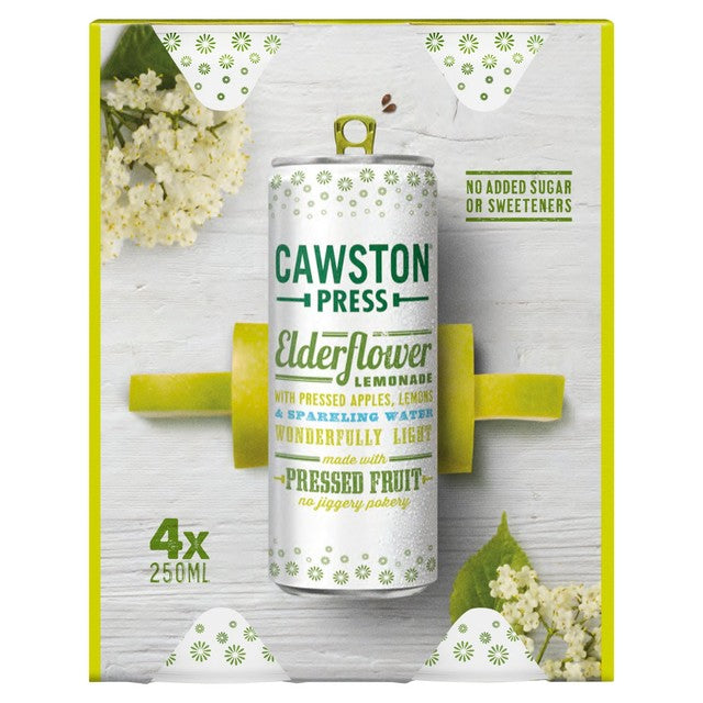Cawston Press Sparkling Elderflower Lemonade 4x250ml packs - British product