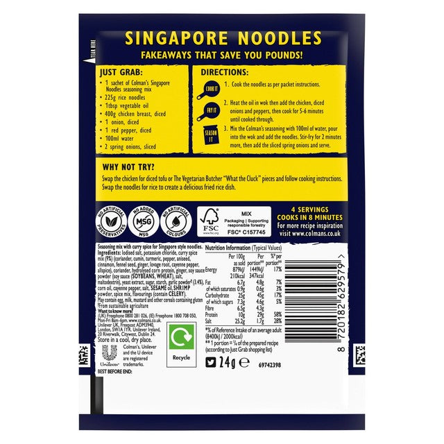 Colman's Singapore noodles seasoning mix 24g - British product