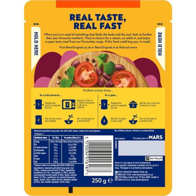 Ben's Original risotto ready meal Chilli con Carne 250g - British product