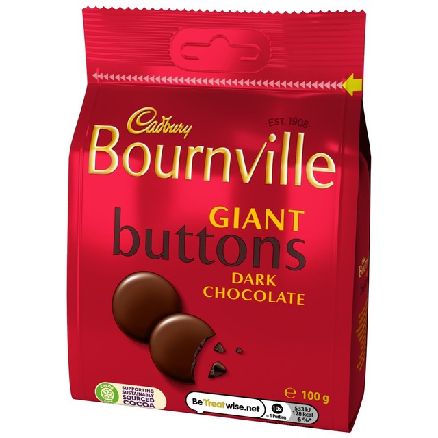 Cadbury Bournville dark chocolate giant buttons 100g - British product