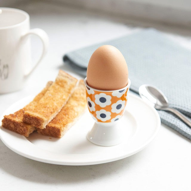 KitchenCraft retro flower spot porcelain egg cup, UK version