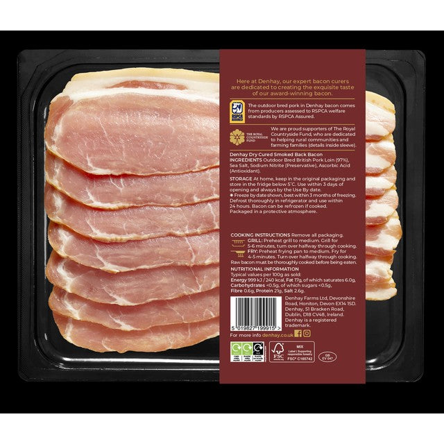 Denhay dry cured smoked back bacon 200g - British product