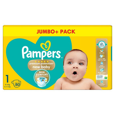 Pampers New Baby Bleier Størrelse 1 (2-5kg) Jumbo+ Pakke