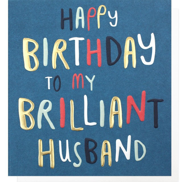 Caroline Gardner husband birthday card with gold foil detail 146x140mm - British product