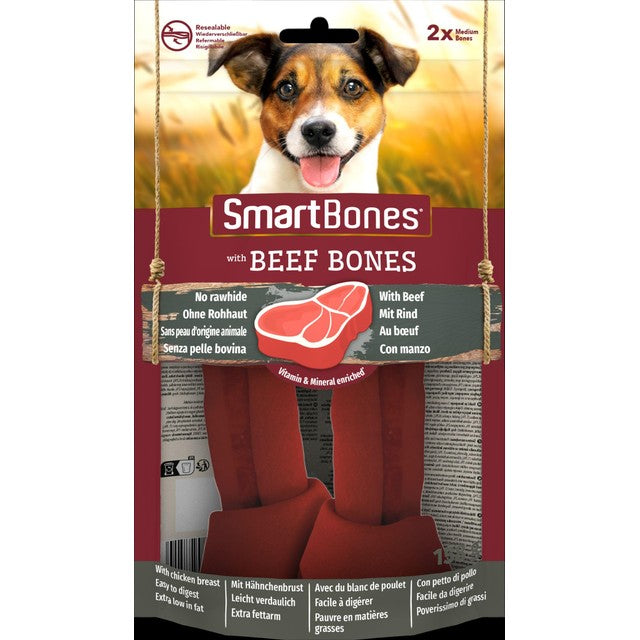 SmartBones Medium Beef Bone Dog Treats 158g (British brand)