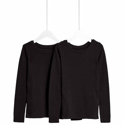 Lot de 2 hauts thermiques M&S Heatgen unisexe pour enfants, noirs, 4-5 ans