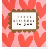 Caroline Gardner red hearts birthday card H146xW140mm - British product