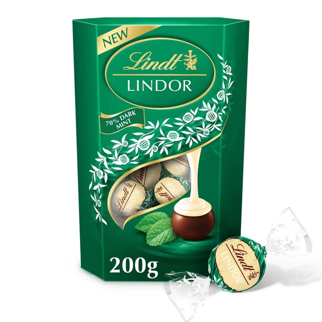 Lindt LINDOR dark mint chocolate truffles 200g, UK version