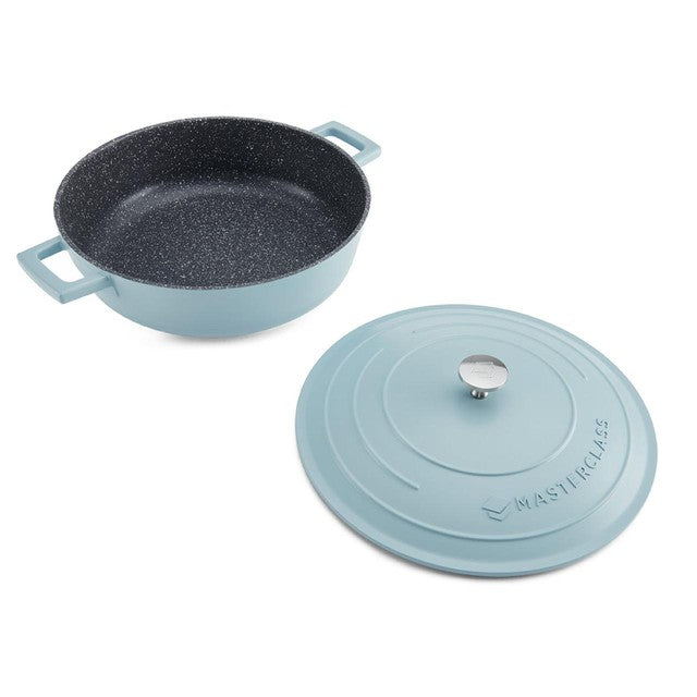 MasterClass Sky Blue Cast Aluminium Casserole Dish 4L, imported from the UK