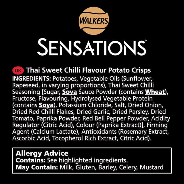 Sensations Thai Sweet Chilli crisps 150g (British brand)