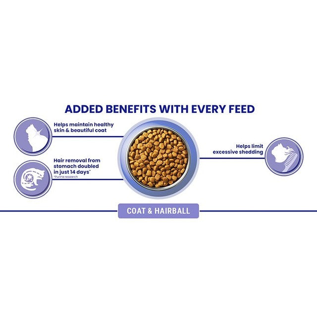 Purina One Coat & Hairball Chicken dry cat food 750g, imported from the UK