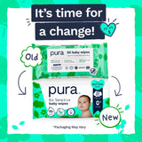 Pura Eco Baby Wipes plastic-free baby wipes pack, imported from the UK