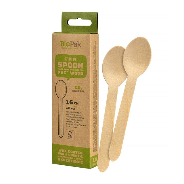 BioPak wooden spoons 10 per pack - British product