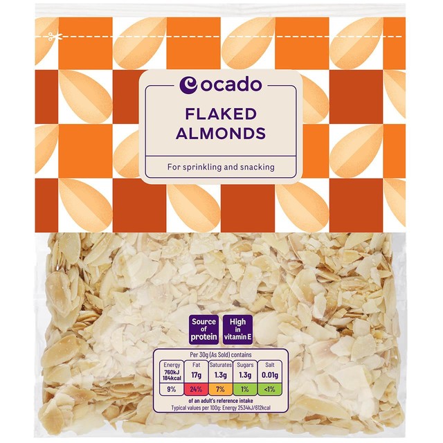 Ocado flaked almonds 200g, imported from the UK