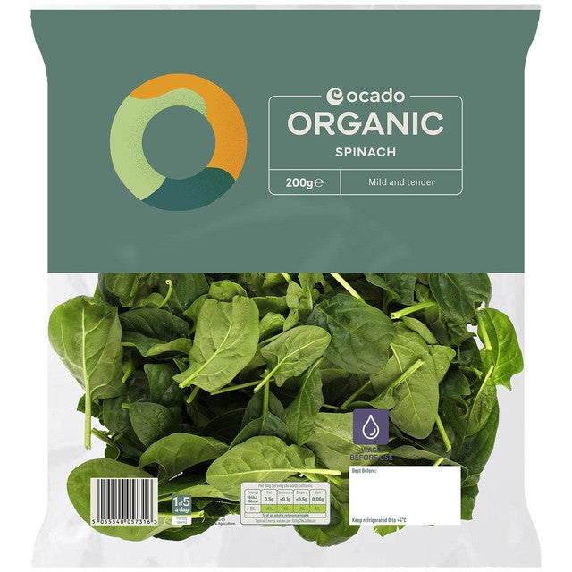 Ocado Bio-Spinat 200 g, importiert aus Großbritannien