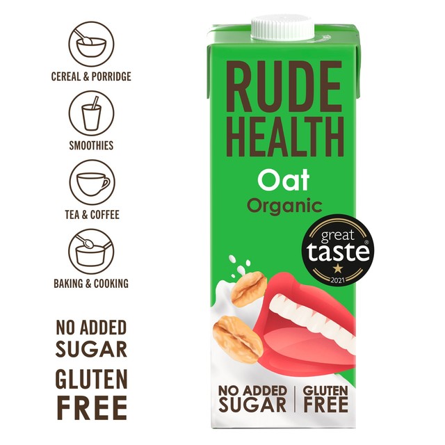 Rude Health organic oat drink 1L, imported from the UK