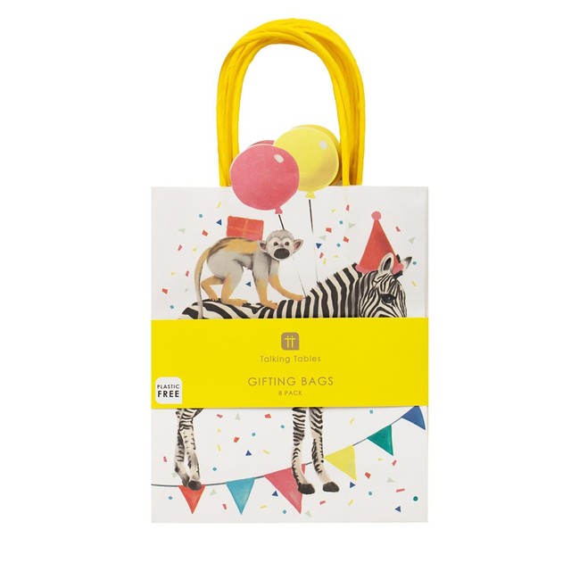 Talking Tables safari animal party treat bags 8 pack (British brand)