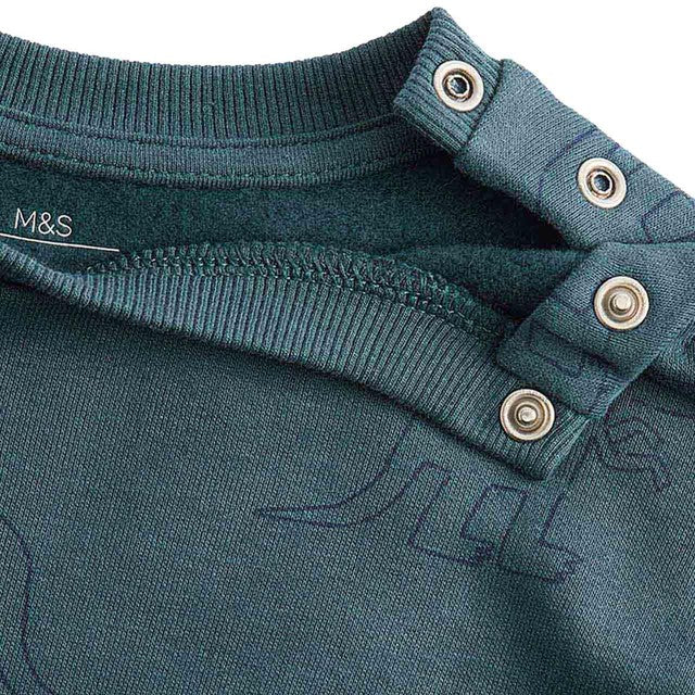 M&S children's dinosaur sweat outfit blue mix 18-24 months, imported from the UK