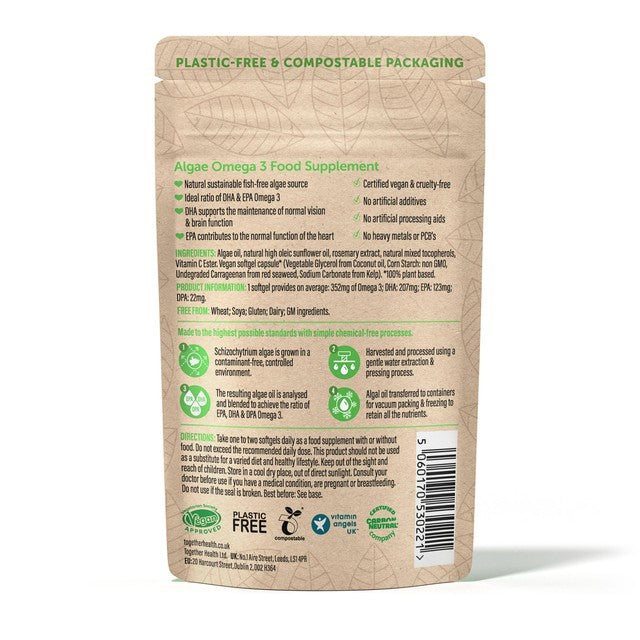 Together Health Omega 3 Fish-Free Algae Softgels (British brand)
