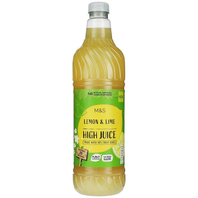 M&S lemon and lime high juice squash 1L, imported from the UK