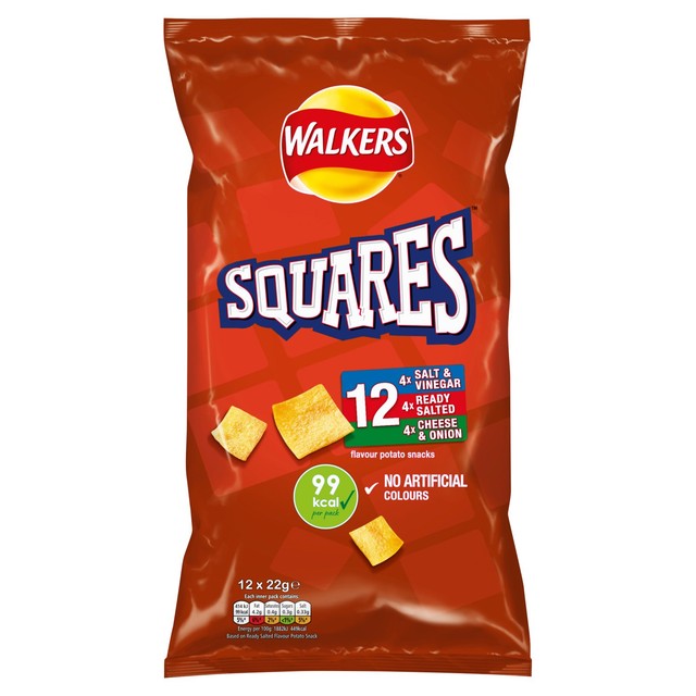 Walkers Squares multipack potato snacks variety mix 264g (British brand)