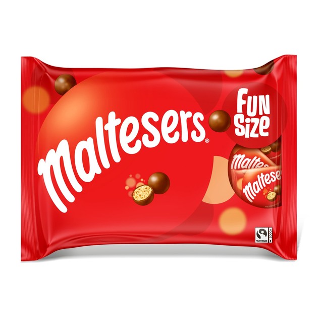 Maltesers Milk Chocolate & Honeycomb Funsize Snack Bags 195g, imported from the UK