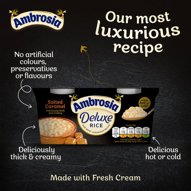 Ambrosia salted caramel rice pudding dessert pots 2 x 110g - British product