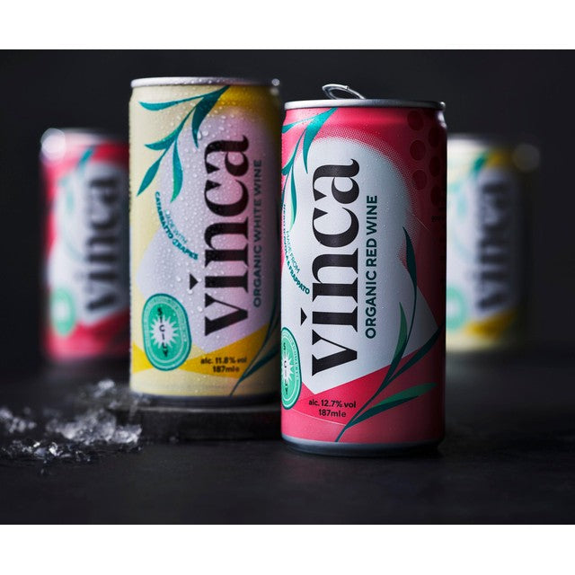 Vinca organic red wine can 187ml sourced from the UK (British brand)