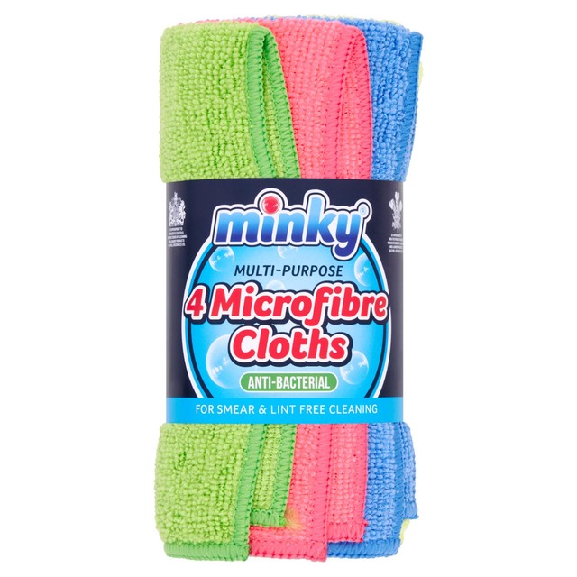 Minky multi-purpose microfibre cloths 4 pack, imported from the UK