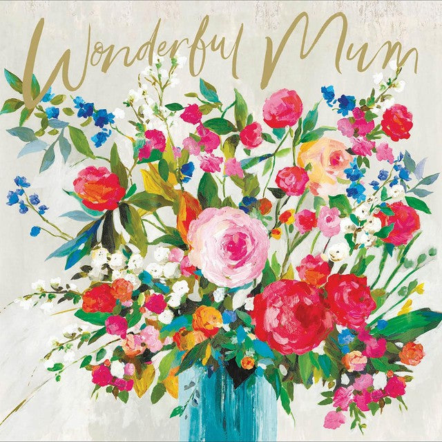 Woodmansterne Wonderful Mum Flower Bouquet Birthday Card 16.9cm x 16.6cm (British brand)