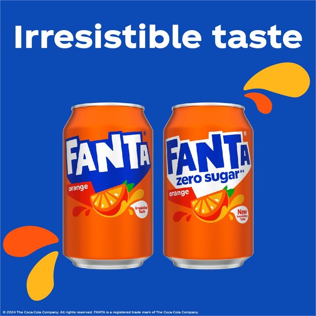 Fanta Orange Zero sugar free sparkling drink 330ml can - British product