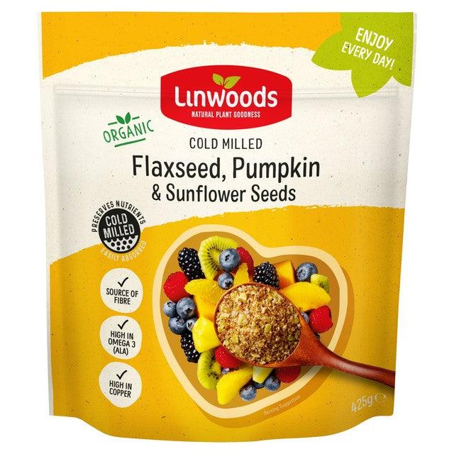 Linwoods Milled Organic Flaxseed Sunflower Pumpkin Seed Mix 425g, UK version