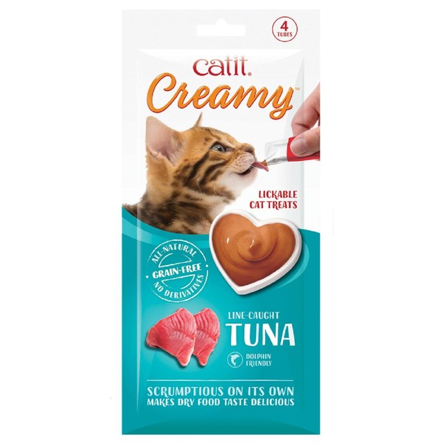 Catit Creamy Lickable Tuna Cat Treats 4 x 10g - British product