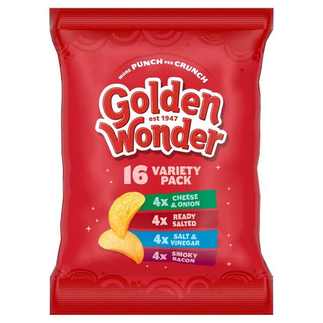 Golden Wonder potato crisps variety multipack 16 pack, UK version