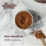 Rainforest Foods organic cacao powder 250g, imported from the UK