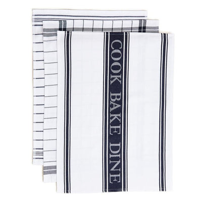 M&S M&S Set of 3 Blue Striped Tea Towels, 50 x 70cm- Buy online at McGrocer