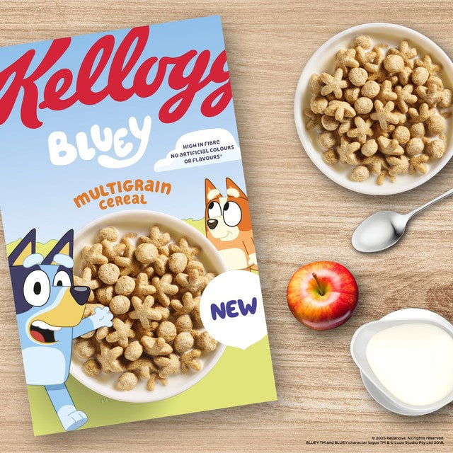 Kellogg's Bluey Multigrain Shapes Toffee Flavour Breakfast Cereal 350g, UK version