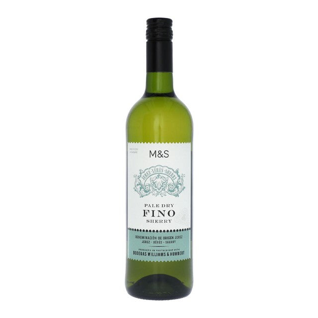 M&S Fino Sherry Glass Bottle 75cl, imported from the UK