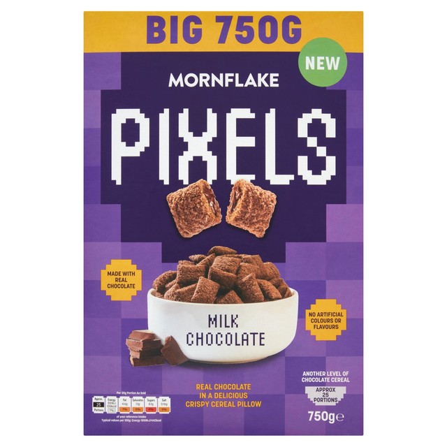 Mornflake Pixels Milk Chocolate Cereal Bars 750g, imported from the UK