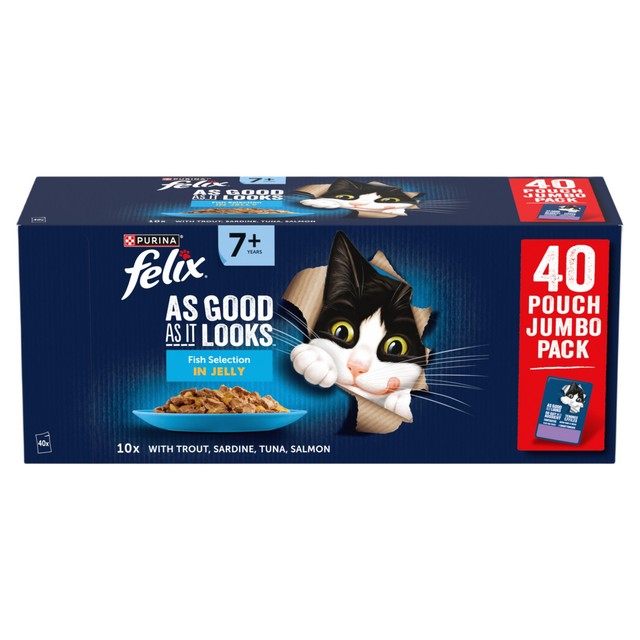 Felix senior cat food fish in jelly pouches - British product
